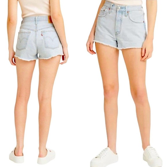 Women's Levi's 501 Original High Rise Jean Shorts Ojai Lake Blue Size 29 (8) - Picture 1 of 5